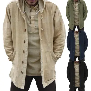 

Casual Men Autumn Winter Coats Fashion Long Sleeve Hooded Outerwear Men Overcoats Brand Clothing Loose Outwear куртка мужская