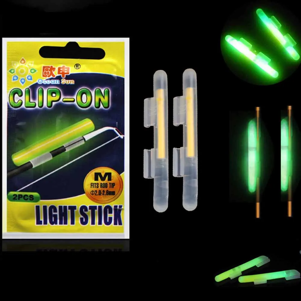 10pcs (5 Packs) Clip On Fishing Glow Sticks Luminous Fishing