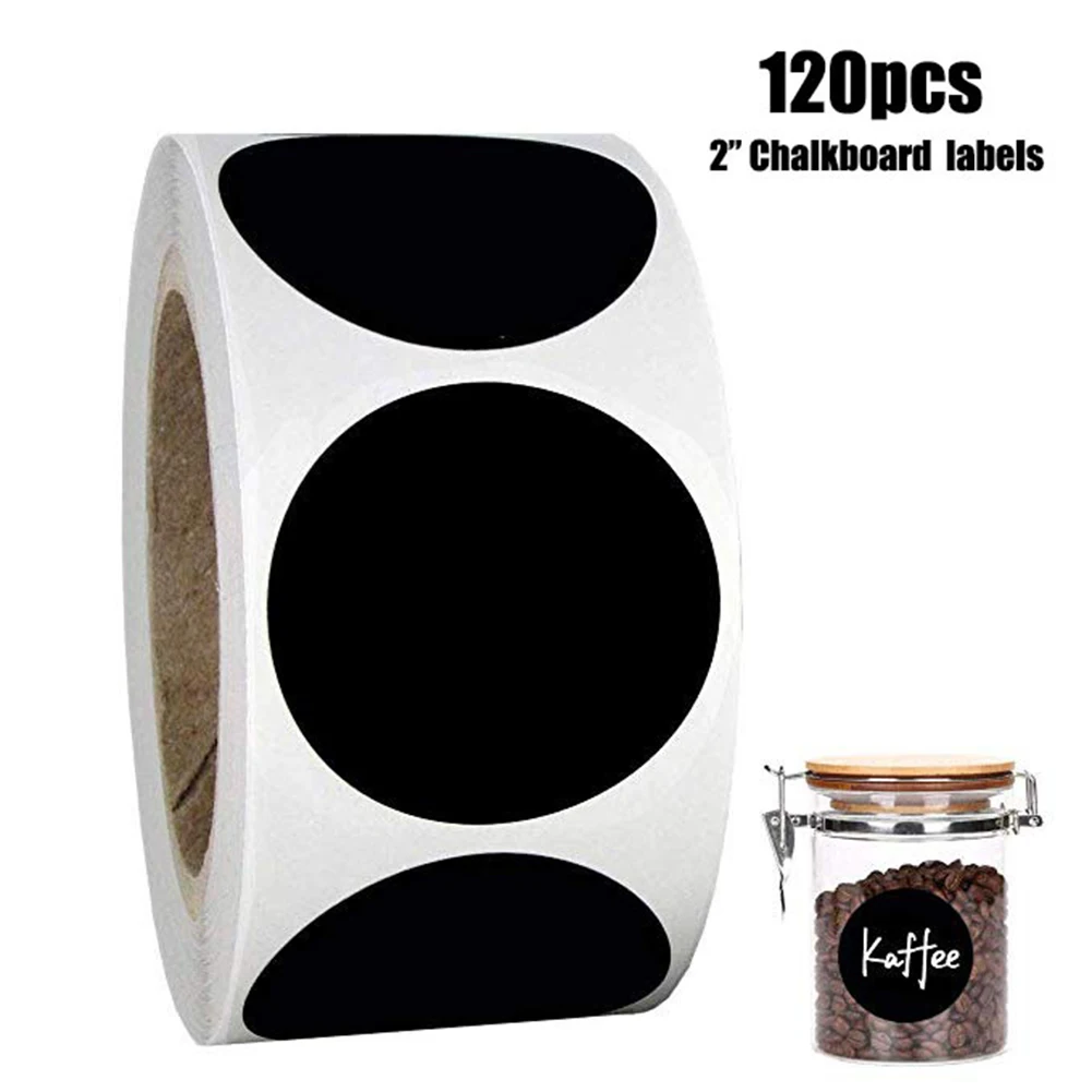 

120pcs/roll Blank Label Round Chalkboard sticker Kitchen Pantry Labels Spice Jars Reusable Labels Stickers Useful Small Tools