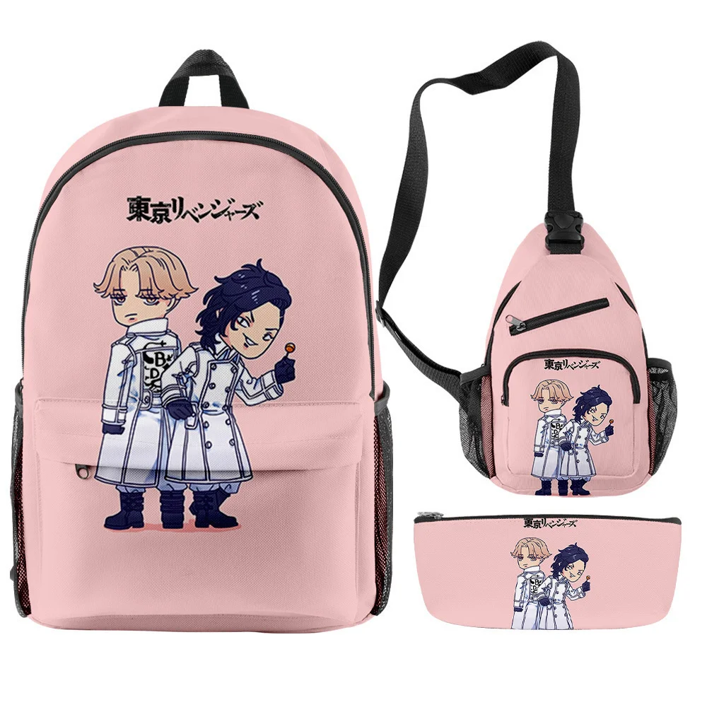 

Tokyo Revengers Anime Cosplay Backpack Crossbody Bag And Pencil Case Three Piece 3D Print Cute Schoolbag Travelbag For Teenagers