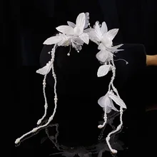 New Korean Mori Flower headbands pearl Hair Belt Pearl Weaving Style Jewelry Wedding Accessories