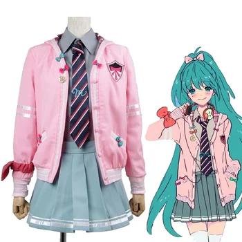

High-Q Unisex Anime Cosplay Vocaloid Hatsune Miku Project Diva Cosplay Costumes Daily School Uniform Sets