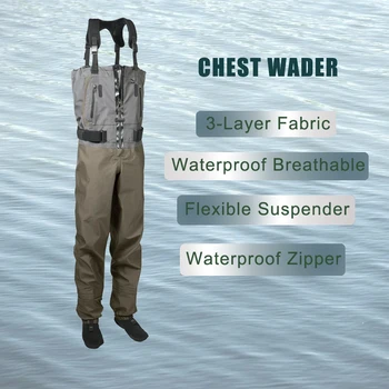 

3.0ply Wader for Men Stocking Foot Lightweight Chest Fishing Wader Breathable Polyester Waterproof Duck Hunting Dry Pants Apparl
