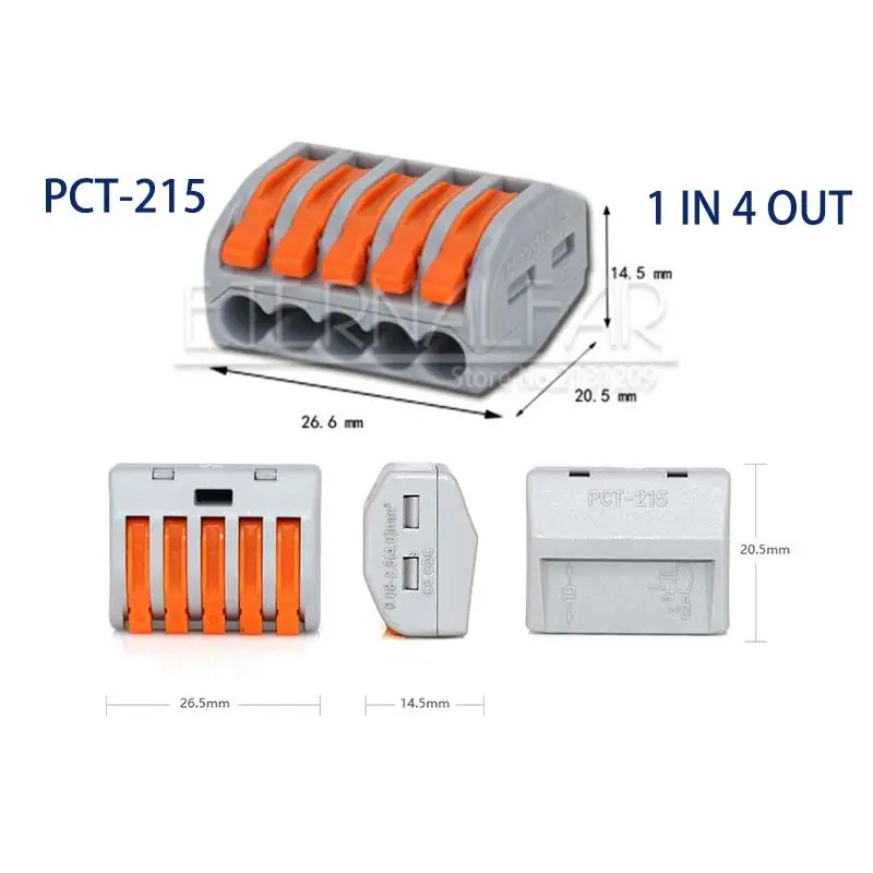 Тип PCT-212 32A 250V 4KV Многофункциональный быстрый соединитель провода 28-12AGW водонепроницаемый BV VR 213 SPL-2 нажимной клеммный блок - Цвет: PCT-215