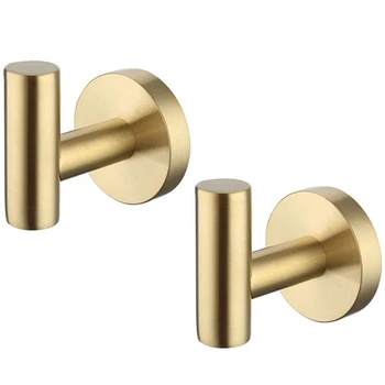 

Bathroom Towel Hook Bathroom Kitchen Hook Hook No Wall Mount 304 Stainless Steel Brushed Gold 2 Pack