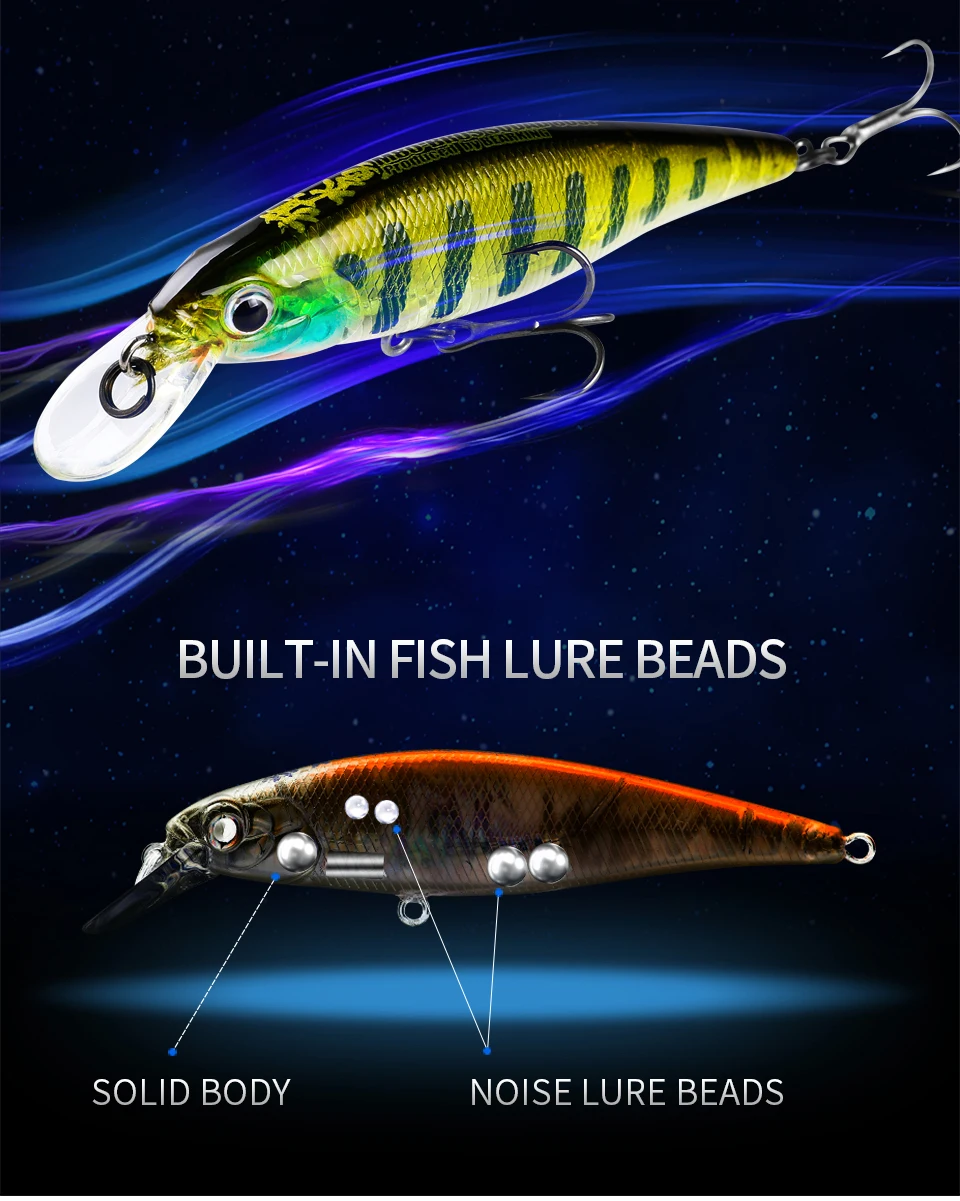 BEARKING Neue Ankunft 80mm 10g Minnow Ruckende Köder Für Angeln Bass Hecht Wobbler Karpfen Angeln Lockt Künstliche köder Tackles – Detail 3