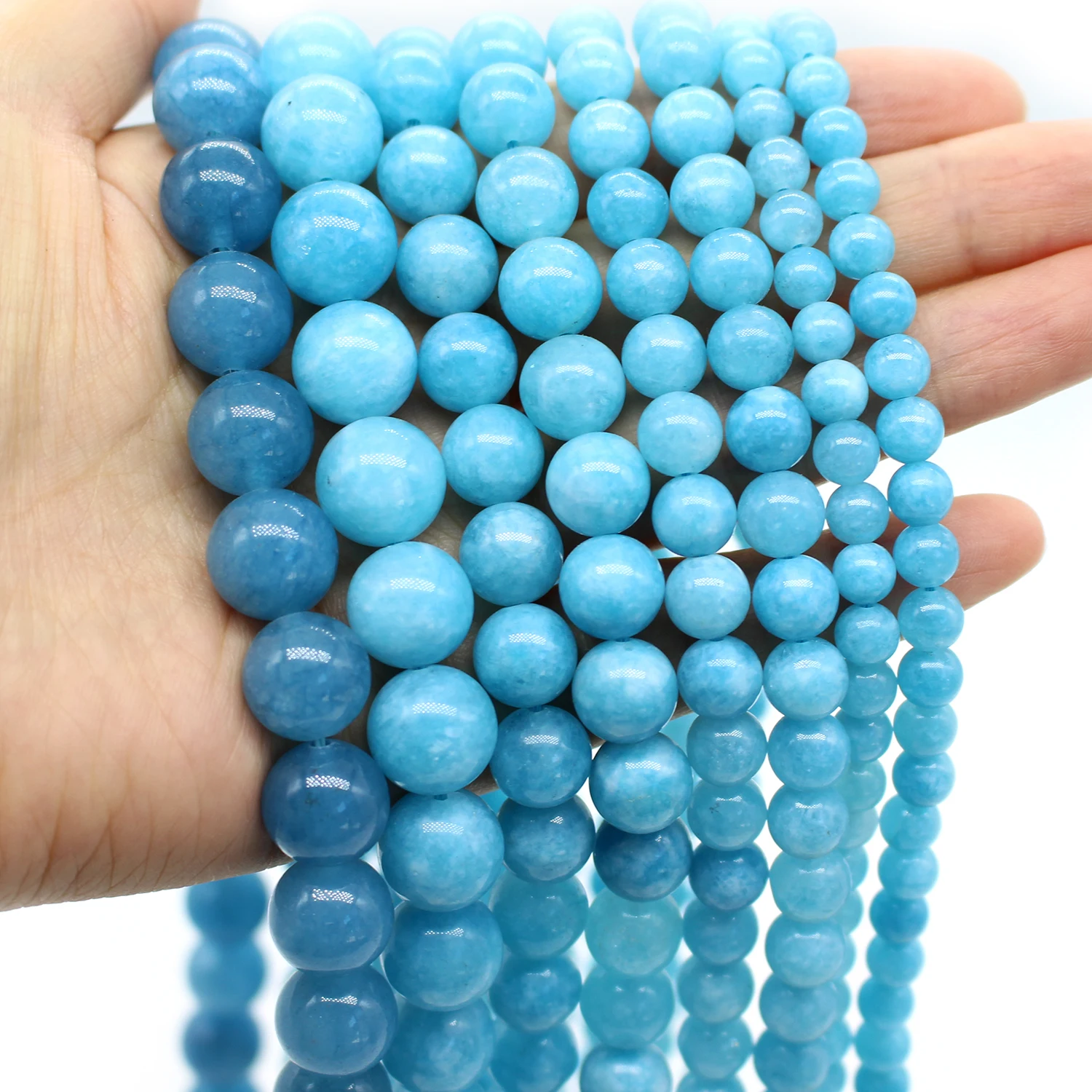 

Oameusa Natural Sea Blue Chalcedony Aquamarin Beads Stone Beads Loose Beads For Jewelry Making Spacer Beads Accessories Diy Make
