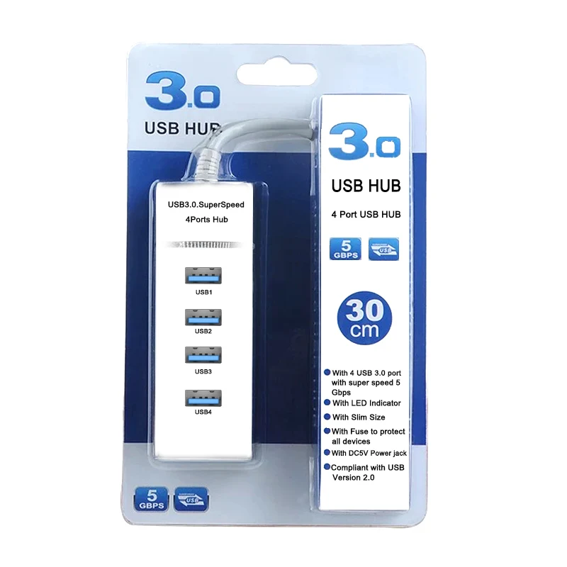 Концентратор USB 3,0 адаптер 4 порта сплиттер USB3.0 30 см кабель для PS4/PS4 Slim/Ps4 Pro/XBOXONE/XBOX360/Компьютерные аксессуары PC - Цвет: White 4USB 303
