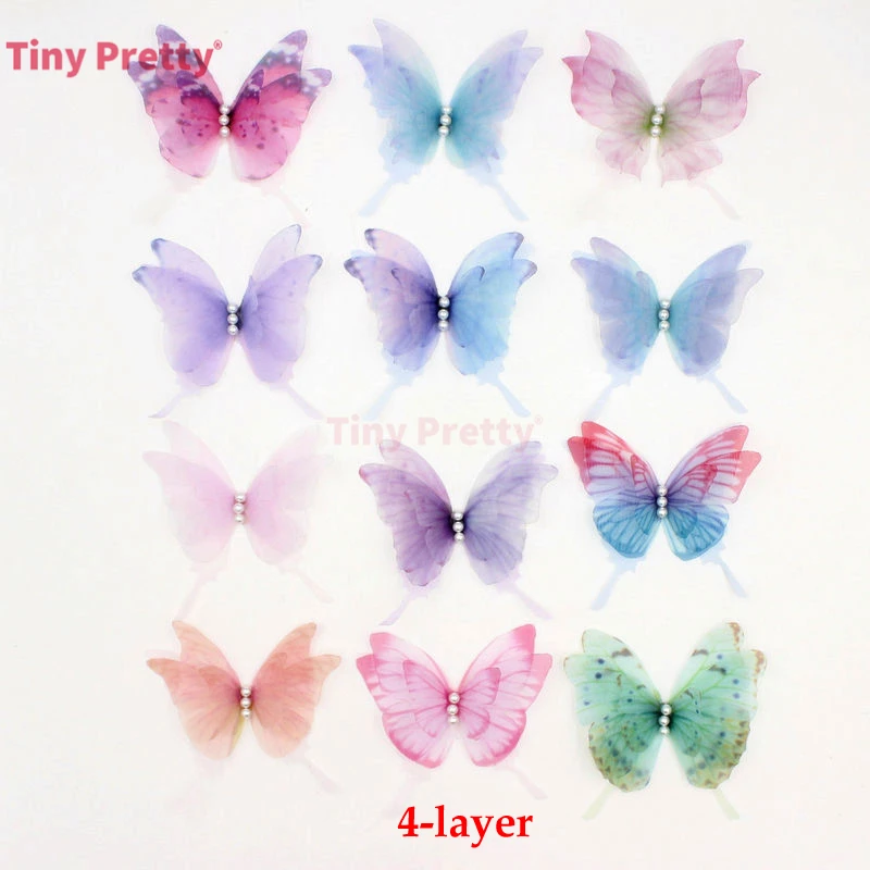 Swallowtail Butterflies 10PCS Handmade Organza Butterfly Accessory For Wedding Bridal Hair Jewelry jewelry making supplies,doll handmade accessories,craft supplies