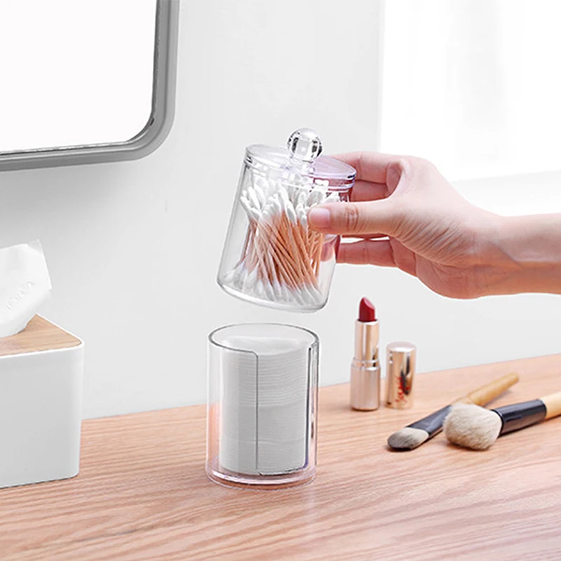 Cotton Swab Storage Box Makeup Organizer Qtip Container Cosmetic Storage Organizer For Makeup Jewelry Box Bamboo Lid Jar cotton swab holder makeup organizer makeup storage box jewelry organizer jewelry box cosmetic storage box storage box