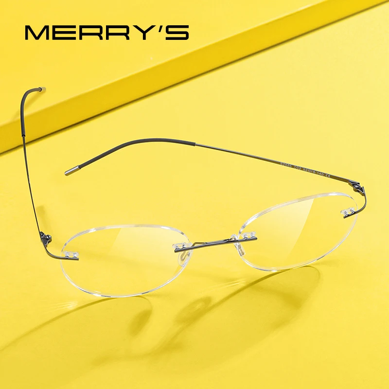 MERRYS DESIGN Titan Legierung Randlose Brille Rahmen Für Männer Frauen Runde Ultraleicht Rahmenlose Optische Rahmen Brillen S2886