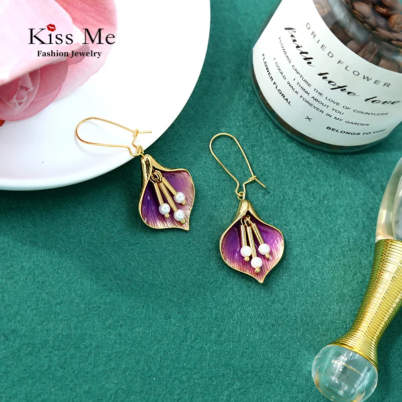 Kissme Geometric Enamel Acrylic Earrings Wholesale 2021 New Gold Color