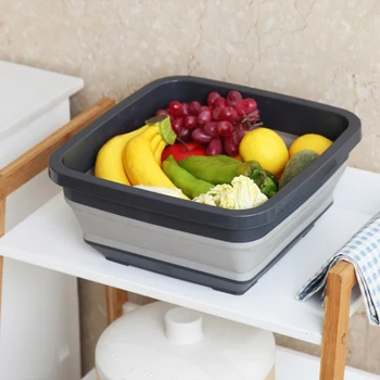 

Bathroom Folding Washbasin Thickened Retractable Kitchen Vegetable Fruit Basket
