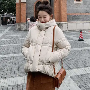 

New Down Cotton Coat Women Clothing Loose Hooded Warm Winter Jacket Female Oversize Thicken Padded Zipper Winter Coat XXL Q2019