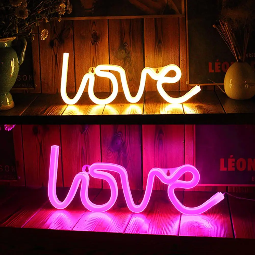 

Romantic LOVE Letters LED Night Light Battery Powered Home Decor Wedding Valentine's Day Decoration Neon Lamp Night Lights
