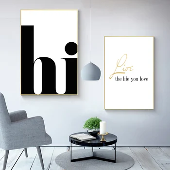 

Nordic Poster Hi Quotes Wall Art Canvas Painting Minimalist Posters And Prints Abstract Canvas Print Wall Pictures Home Decor
