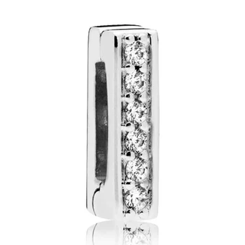 

New 925 Sterling Silver Bead Charm Reflexions Timeless Sparkle Clip With Crystal Beads Fit Bracelet Bangle Diy Jewelry