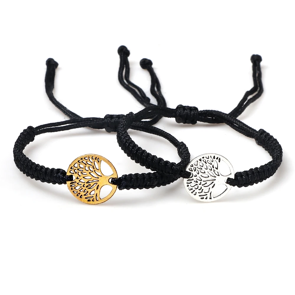 Dreamtimes Bracciale Albero Della Vita Per Donna – Intrecciato A Mano, Regolabile, Ciondolo In Acciaio Inossidabile, Portafortuna In Sacchetto Di Velluto