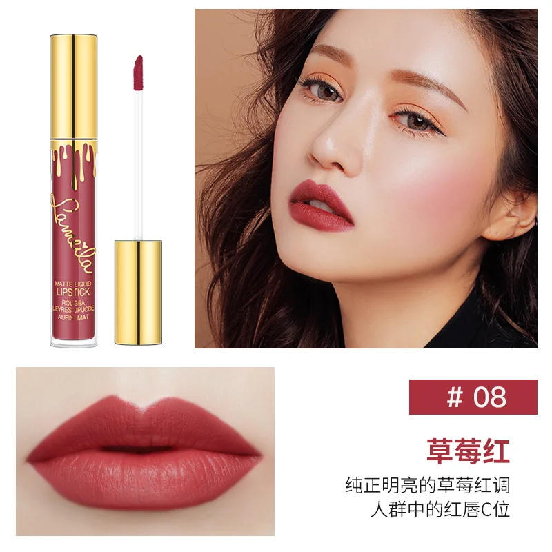 

Non-stick Cup Nutritious matte Liquid Lip Gloss Glitter Flip 18Colors Pigment Diamond Waterproof Liquid Lipstick