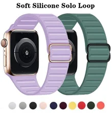 

Sport Silicone Strap For Apple Watch band 44mm 42mm 40mm 38mm rubber solo loop watchband bracelet belt iWatch Series 7 6 SE 5 4