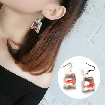 

1 Pair Koi Fish Water Bag Dangle Earrings For Women New Trendy Girls Anti Allergy Graceful Joker Eardrop Party Gift Decor 5cm