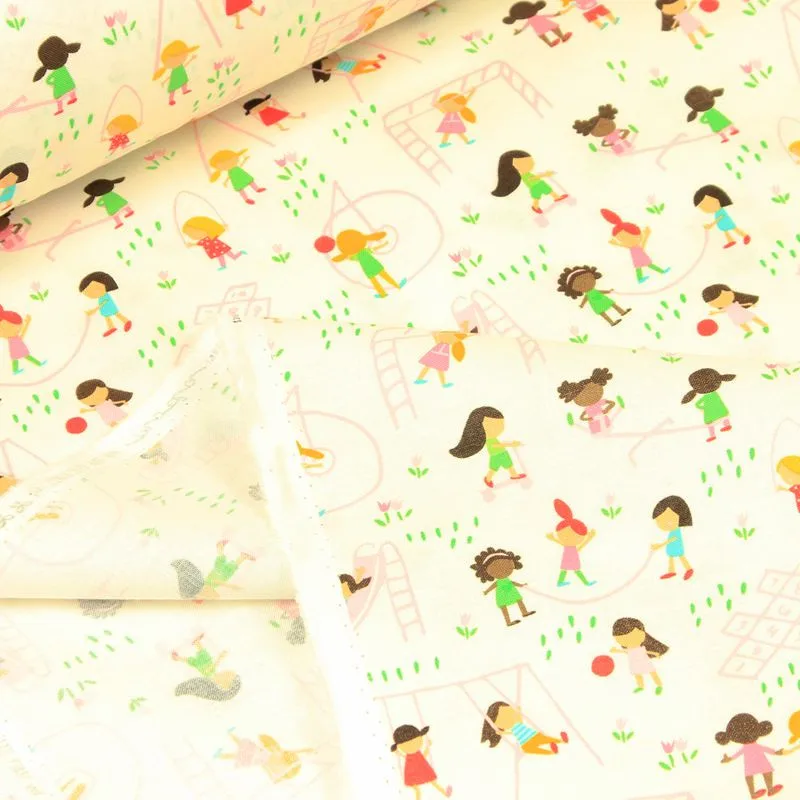 

half yard plain cotton fabric with cartoon girl print, handmade DIY garment dress cloth 100% cotton CR-82