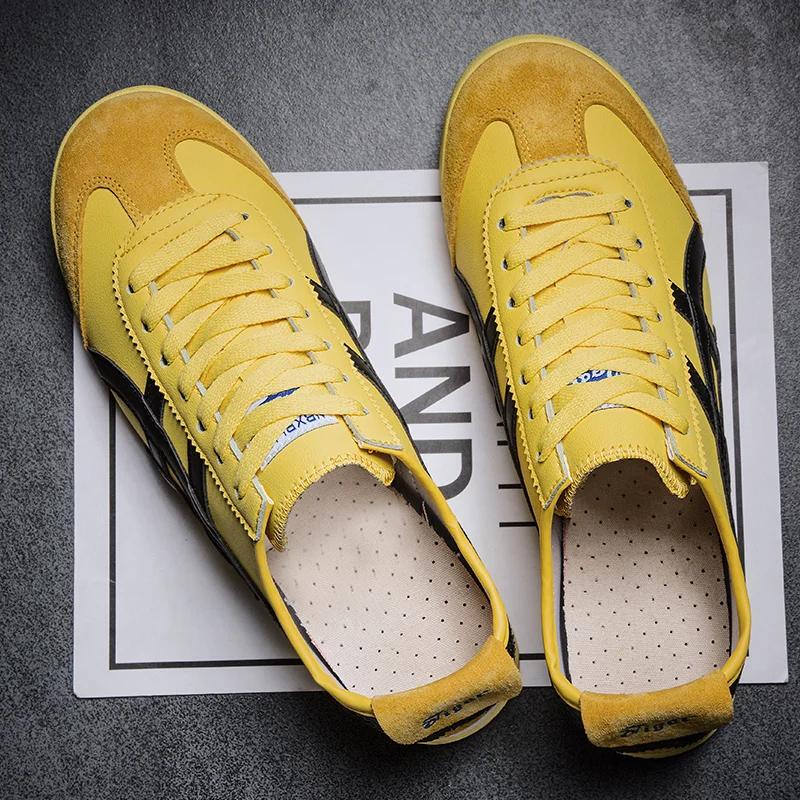 

Men's Outdoor Lace Comfortable Casual Shoes Breathable Leather Sports Shoes Fashion Men's Autumn Yellow New Casual Outdoor Shoes