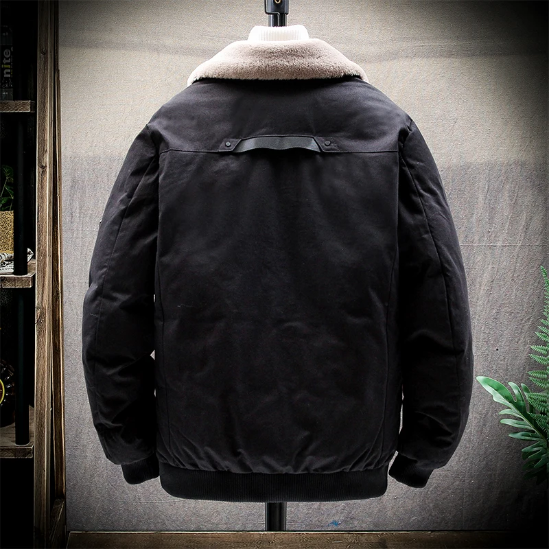 Winter new coat coat cotton coat men's long section warm fur collar hooded men's clothing