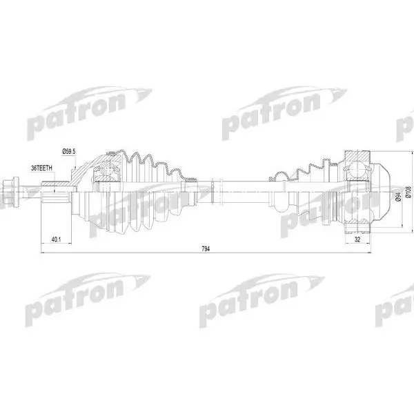 Полуось правая 36x792x59 5 AUDI: A3 03  SEAT: LEON 05 TOLEDO|Клатчи и аксессуары| |
