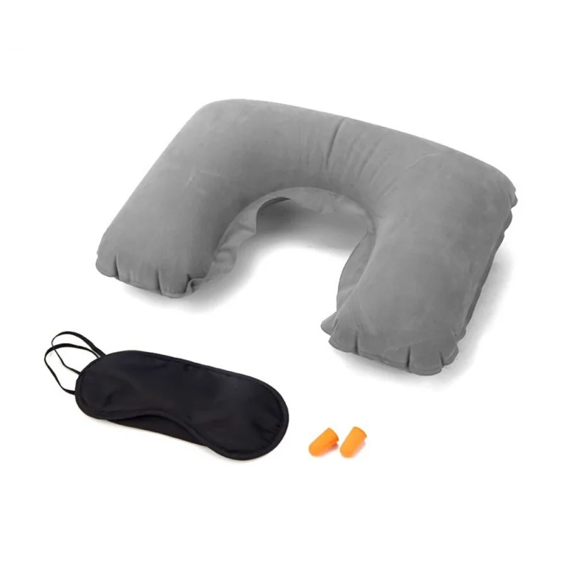 

Travel Pillow Inflatable Neck Pillows With Sleeping Eye Mask Earplugs U Shaped Business Trip Travel Neck Pillow Head Cushion