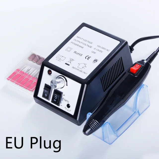 Professional Manicure Machine Sets Electric Nail Drill Bits Mill Cutter Nail Art Sanding File Gel Cuticle Remover Ceramic Cutter Black EU