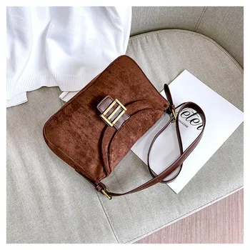 

2020 New Casual Scrub Women Shoulder Bags High Quality PU Leather Faux Suede Ladies Messenger Bag Frosted Female Crossbody Bags