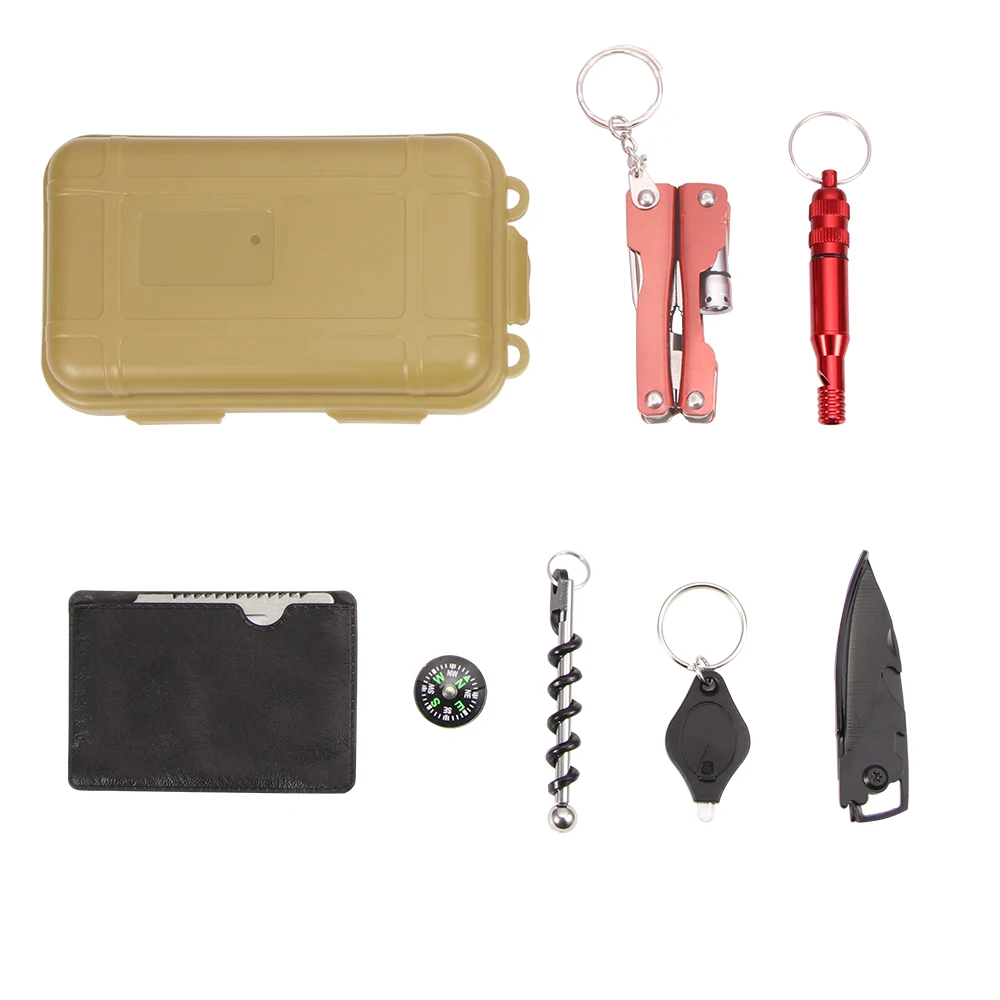

Hunting Emergency Survival Kit Fishing SOS EDC Survival Gear Outdoor Camping Hiking First Aid Kit With Knife Emergency