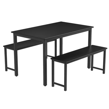 

Dining Table with 2pcs Benches Modern Particleboard Living Room Kitchen Dinning Table Set Desk Chairs Home Furniture