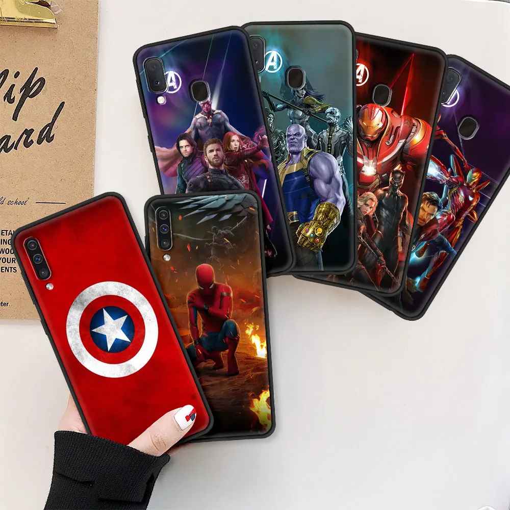 Черный Роскошный чехол для Samsung Galaxy A50 A70 M31 A10 M30 A22 A12 мягкий телефона A10s A20e Marvel Лига