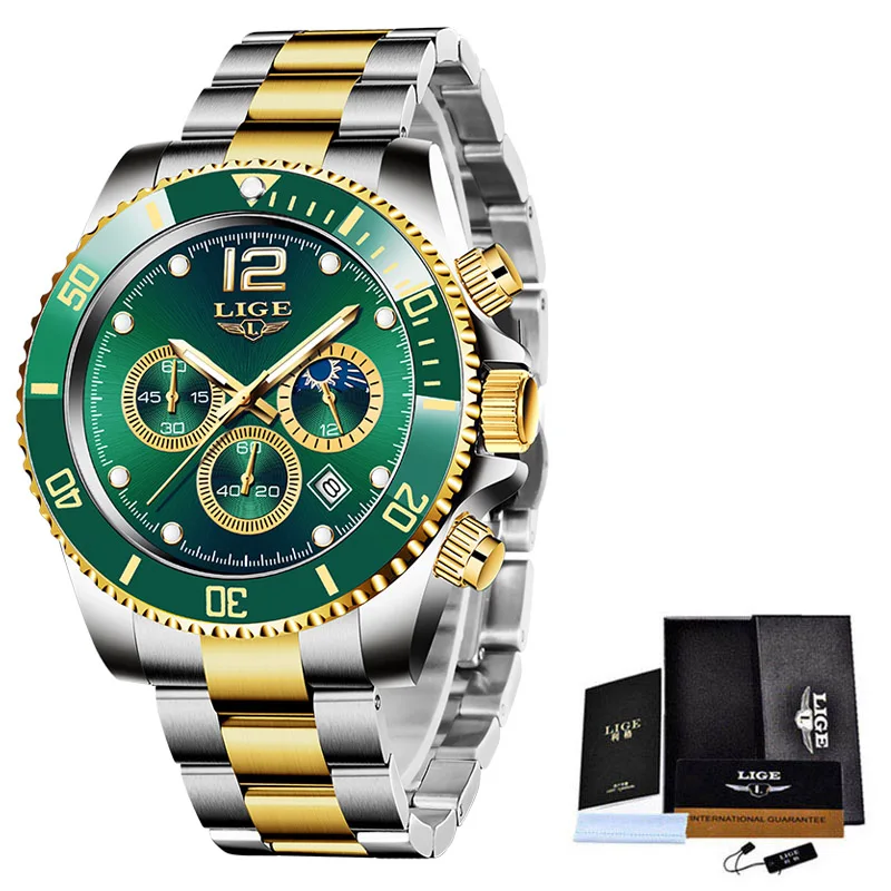 2021 New Arrival Mens Watches LIGE Top Brand Luxury Diver Watch For Men Sports Chronograph Quartz Wristwatch Relogio Masculino 