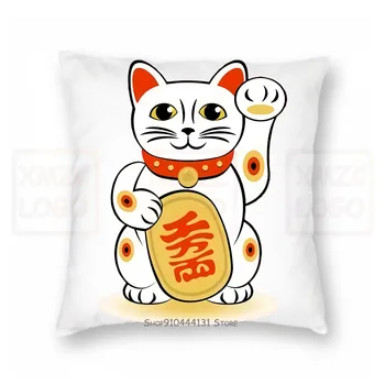 

Manekineko Japanese Beckoning Welcoming Lucky Cat Red Pillow case