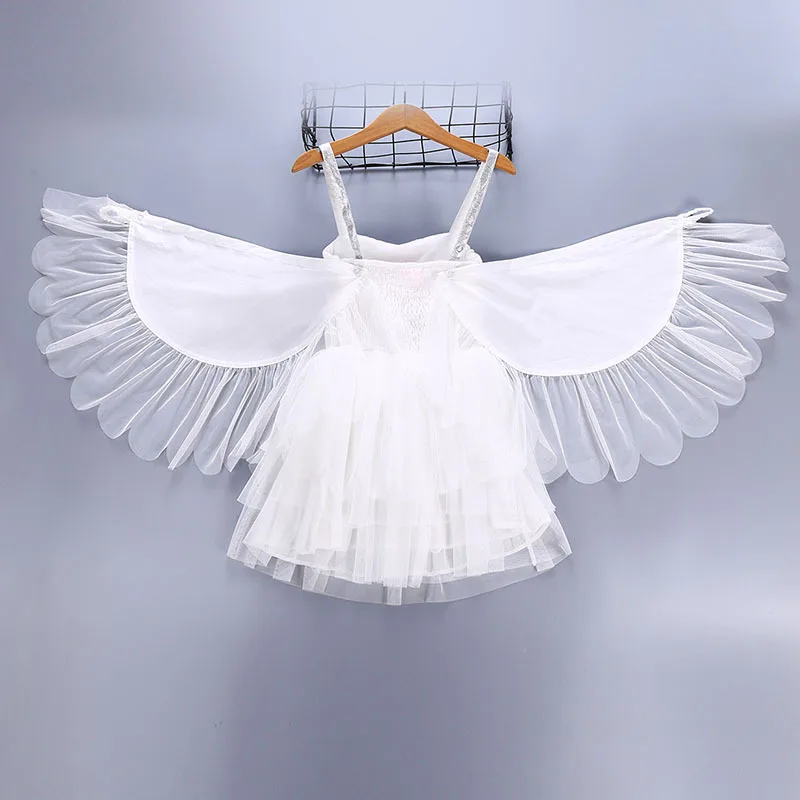 

Angel Flamingo Princess Dress Strapped Dress Hot Selling Summer Baby Girls Swan Wing Performance Dress