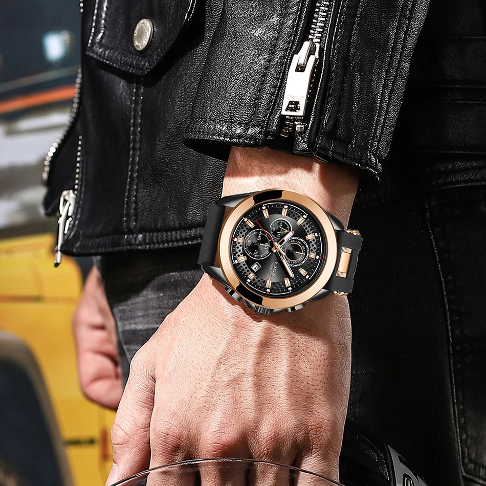 LIGE Sports Mens Watch Top Brand Luxury Waterproof Quartz Wristwatch Military Chronograph Watches for Men Date Clock Watch Man