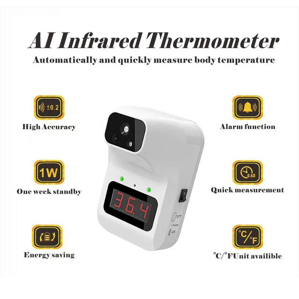 

K3 Fixed Wall Mounted Infrared Thermometer Non-Contact Forhead High Percision Temperature Measuring Automatic Induction Indoor