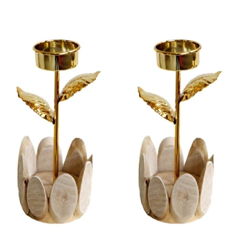 

Wooden Concise Candlestick Flowers Candelabra for Wedding Party Dinner Holiday Party Decoration Candle Holders(2 Pack)