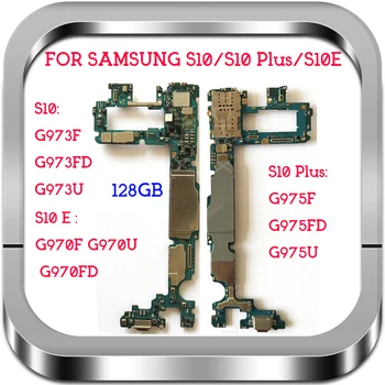

128GB & 8GB Tested Unlock Logic Board for Samsung S10 Plus G975F G975FD G975U G973F G973FD G973U G970F G970U G970FD Motherboard
