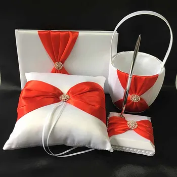 

1 Set Guest Book Pen Stand Ring Pillow Flower Basket Wedding Party Decoration Supplies TB Sale