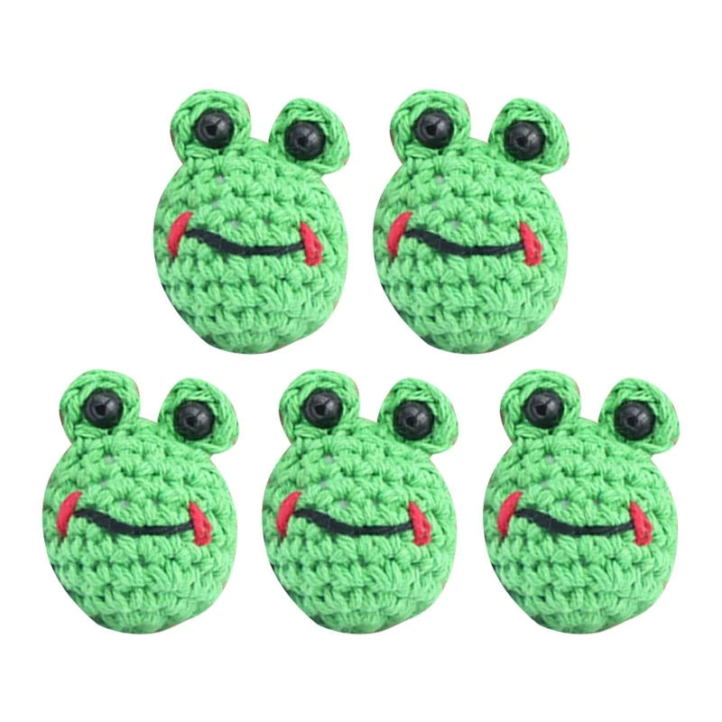 

5 Pcs/Pack Handmade Crochet Woolen Animal Cartoon Head Baby Teething Soother Decor DIY Pacifier Clip Chain Accessories