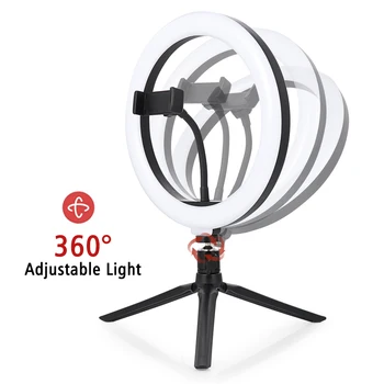 

USB Dimmable LED Selfie Ring Light Makeup lamp Cellphone for Live Stream Phone Clip Holder Adjustable Desk Lamp Makeup Light