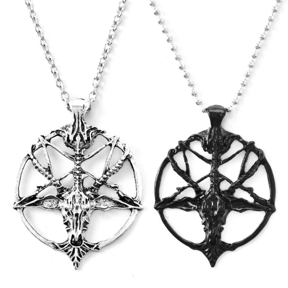 Necklace Jewelry Pendant-Chain Skull Goat-Head Pentagram-Pan God Vintage Women Fashion