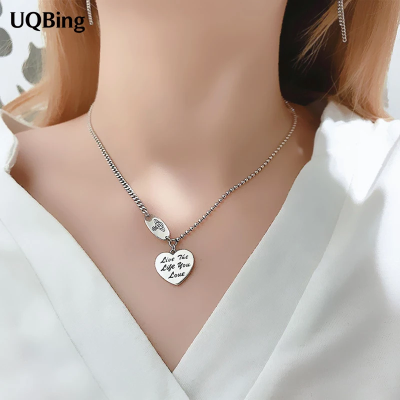 Fashion Vintage 925 Sterling Silver Letter Heart Charm Pendant Women Necklaces Jewelry | Украшения и аксессуары
