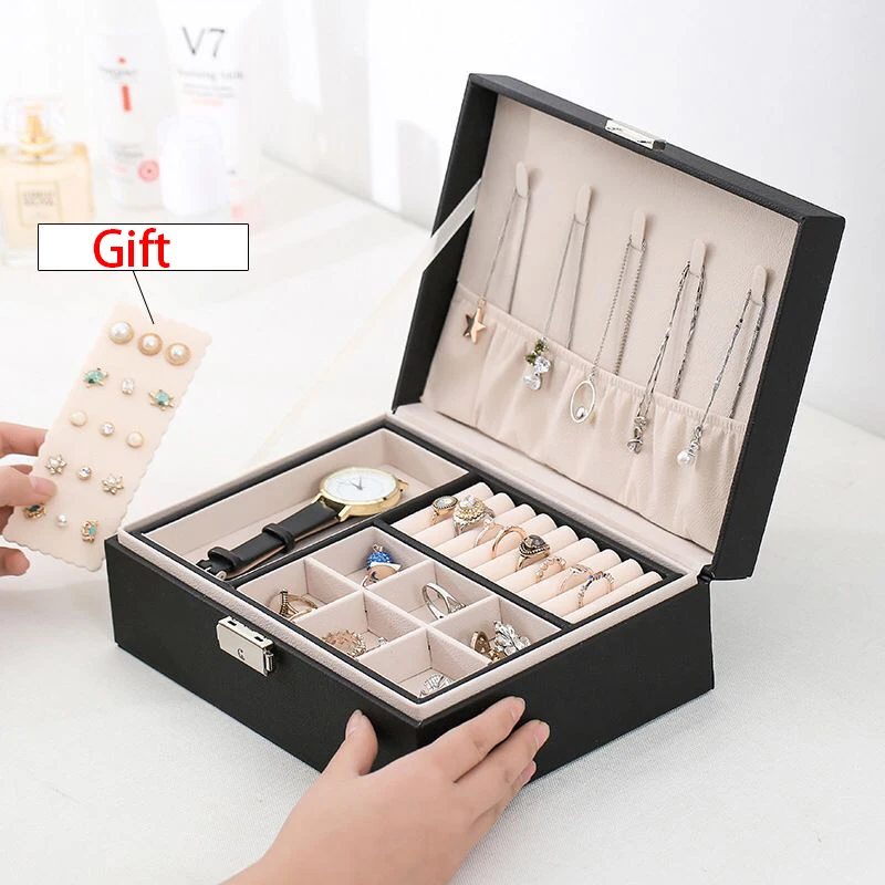 Joyero de cuero sintético para hombre y mujer, caja de almacenamiento de  joyería con 8 ranuras Plus3 para reloj, anillo de mesa, collar, novedad -  AliExpress