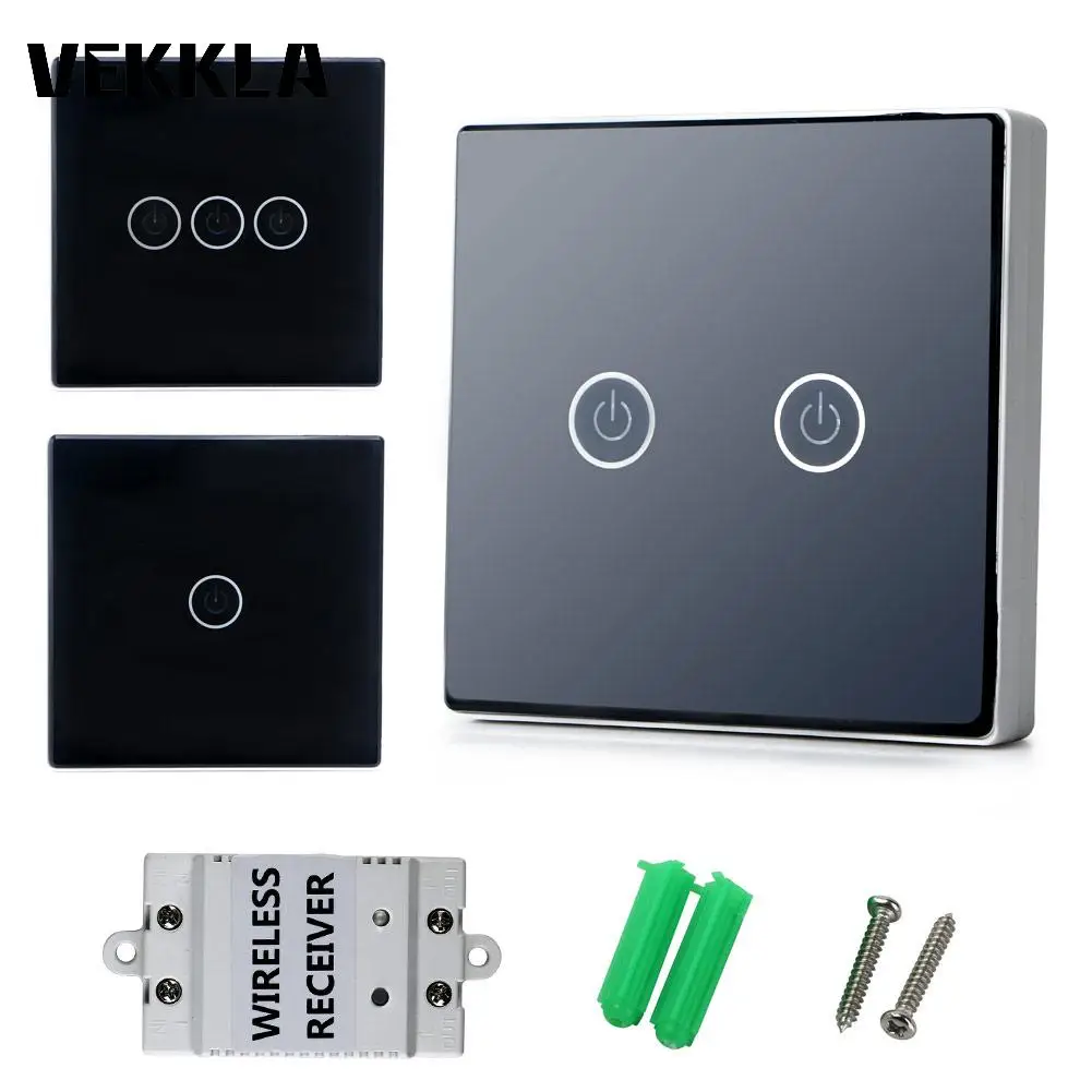 

Новый сенсорный настенный выключатель света с низким энергопотреблением, черный цвет, беспроводное управление, с приемником для отеля, офиса, M7