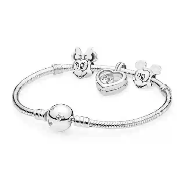 

Keris Shop 100% 925 Sterling Silver Mi and Mi locket Bracelet Set fit DIY Original charm Bracelets jewelry set